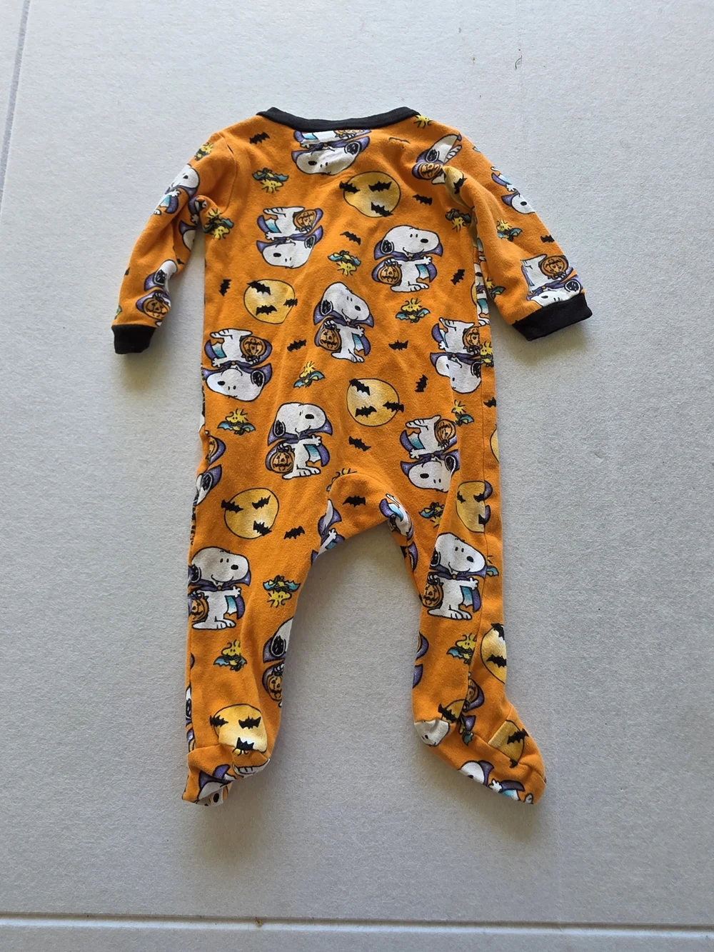 Peanuts Orange Snoopy Halloween Footed One-Piece